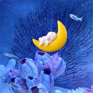 Miniature Aquarium Floating Decoration Moon Sleep Bear Rabbit Cat Dog Cartoon Landscape Ornament
