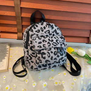 New womens bag with leopard print multi-purpose shoulder crossbody and backpack design corduroy large-capacity bag niche corduroy style