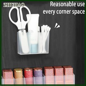 ZHUHAO กล่องใส่ของแบบเจาะติดผนัง3ช่องคลิปหนีบคิ้วกรรไกรแปรงดินสอเขียนคิ้วลิปสติกอุปกรณ์จัดเก็บของชิ้นเล็กๆ