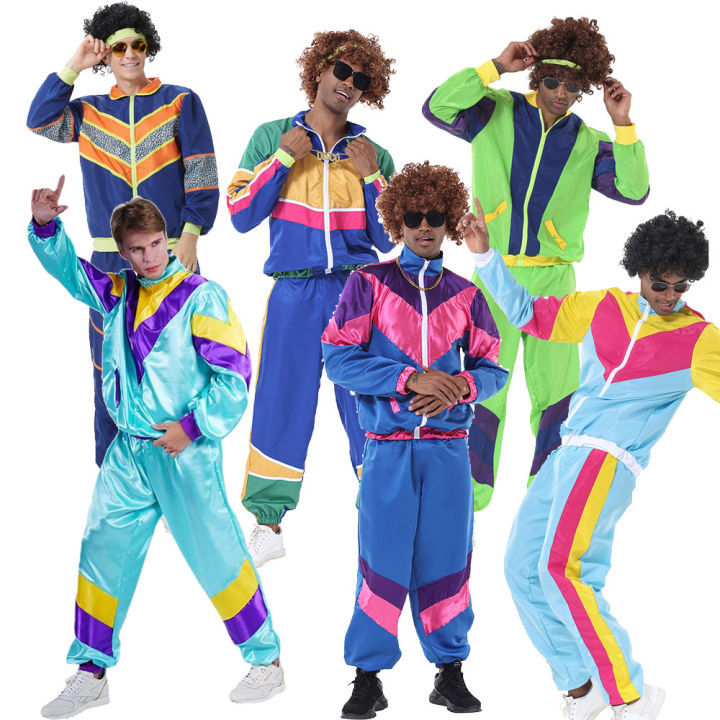 Retro 80S 90S Disco Cosplay Costume Hip-Hop Tracksuit Casual