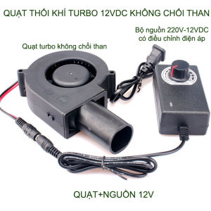 Quạt thổi bếp than hoa 12V Turbo không chổi than bộ nguồn điều tốc chuyên dùng cho bếp nướng