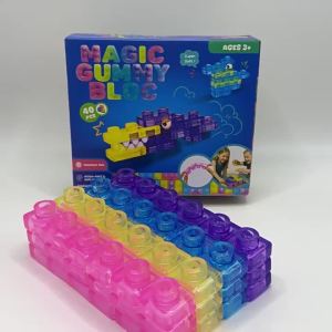 [Hi-Kid] Clear Transparent Building Blocks Kids STEM Toy Set for Open-Ended Play & Fine Motor Skills - Soft Sensory Building Toys - Hand-eye Coordination - Creative Play - Color Cognition