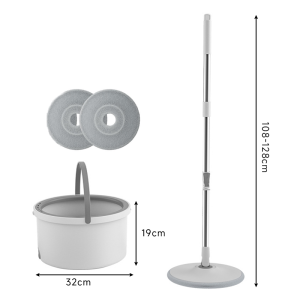 Upgrade Spin Mop and Bucket Set with Self Separation Dirty and Clean Water System Self Wringing 360° Rotating Square Mop Head for Hardwood Tile Marble Floors