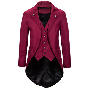 Lapel retro tailcoat single-breasted vest two-piece medieval noble stage costume  cosplay Performance dress