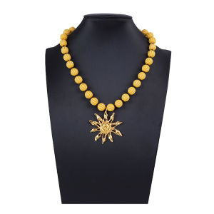 Hmeme สร้อยคอจี้ดอกทานตะวันโลหะแนววินเทจแบบใหม่สร้อยคอประดับลูกปัดแบบมือสำหรับผู้หญิงของขวัญเครื่องประดับงานเลี้ยงวันหยุด