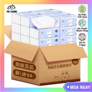 Thùng 40 Khăn Giấy Ăn Thỏ Vỏ Xanh ANHOME Mềm Mịn Thấm Nước Tốt
