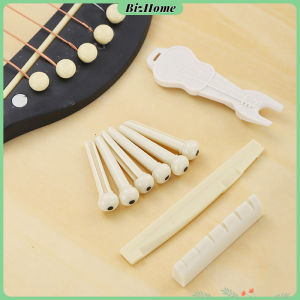 BizHome ชุดพลาสติก กีต้าร์โปร่ง นัทบน หย่องล่าง หมุดพิน สีขาว Guitar accessories