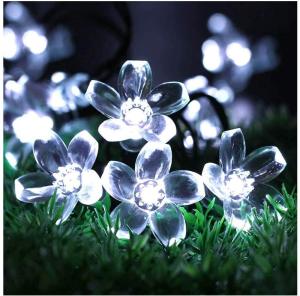 Solar LED Cherry Blossom String Lights Waterproof Fairy Flower Light Garden Lawn Wedding Christmas Sakura Lamp Indoor Decor
