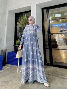 Gamis Friska Dress Silk Premium Motif  Terbaru Busui Freindly Fashion Wanita Muslim