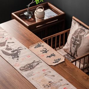 xpkQ Chinese Retro Zen Waterproof Table Flag Tea Mat Tea Table Cloth Long Tablecloth Tea Table Tea Accessories Gifts Table Runners 4Y1Z7
