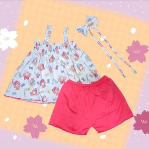 OOTD Baby Girl Smock Terno with Turban Cotton (0-6 months)