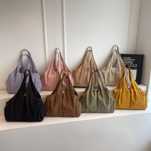 SWEET ELVES Lightweight Wrinkled Fabric Texture Bag Pleated Versatile Top Handle Bag Trendy Drawstring Large Capacity Shoulder Bag Women