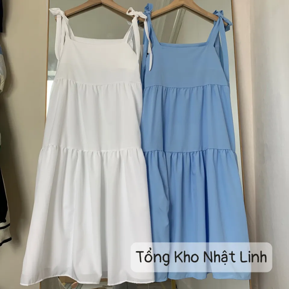 Váy 2 dây xanh, đầm hai dây maxi xanh ngọc đi biển, du lịch | Shopee Việt  Nam