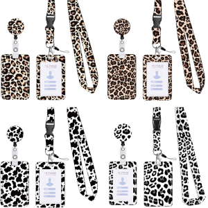Retractable Lanyard with Holder Leopard Print Identity Holder with Lanyard for Nurse Doctor Teacher