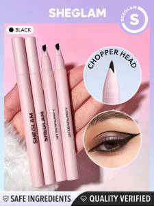 SHEGLAM Think Sharp Eyeliner Waterproof Ultra-thin Natural High Pigments Black Liquid Eye Liner Pen Makeup Cosmetics Tools Pencil