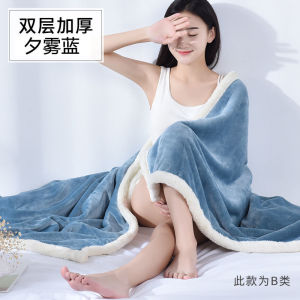 Blanket Quilt Coral Fleece Blanket Thickened Winter Single Dormitory Student Bed Flannel Plush Bed Sheet Single Piece LZD