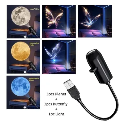 CHENJ 5V USB Plug In Planet Projection Lamp Indoor Ceiling Decoration Atmosphere Light Starry Sky Lamp Night Light Galaxy Projector