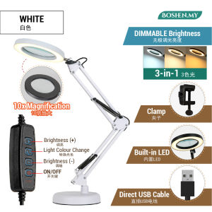 10X Magnifying Glass Table Lamp Magnifier LED Light 10 Levels Adjustable Lampu Meja Kaca Besar 放大镜台灯