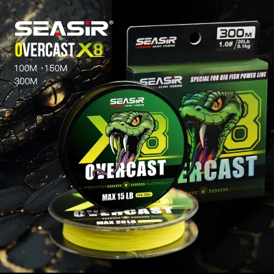 Seasir Overcast X8 PE Fishing Line Japan Quality 8 Braided Multifilament 100M/150M/300M 15-50LB High Stength Main Line For Big Fish Power Line