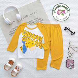 Bộ Quần Áo Trẻ Em Dài Tay Hình Nhân Vật Hoạt Hình Vải Thun Lạnh NATUCO Mềm Mát Cho Bé 8-27Kg TD-003