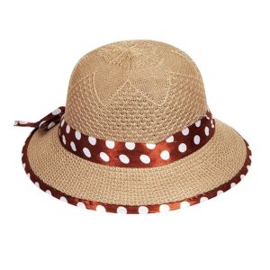 GOUPO Foldable Fisherman Hat Breathable Sun Protection Buckets Hat Straw Hat Bowknot Panama Sun Hat Toddlder Children