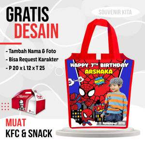 40 pcs - Tas Ulang tahun anak murah Tas ulang tahun pakai foto dan Nama