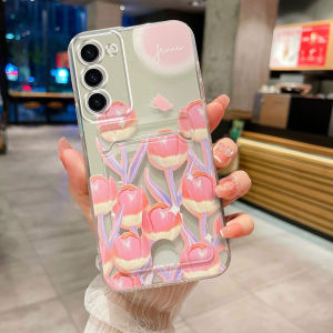 ปลอกอ่อน Samsung A36 A26 A56 5G ที่มีดีไซน์กระเป๋าใส่บัตรสวยงามแบบดอกไม้ผีเสื้อยางนิ่มใสเคสโทรศัพท์ A56 Galaxy A36ฝาครอบโทรศัพท์5G A26