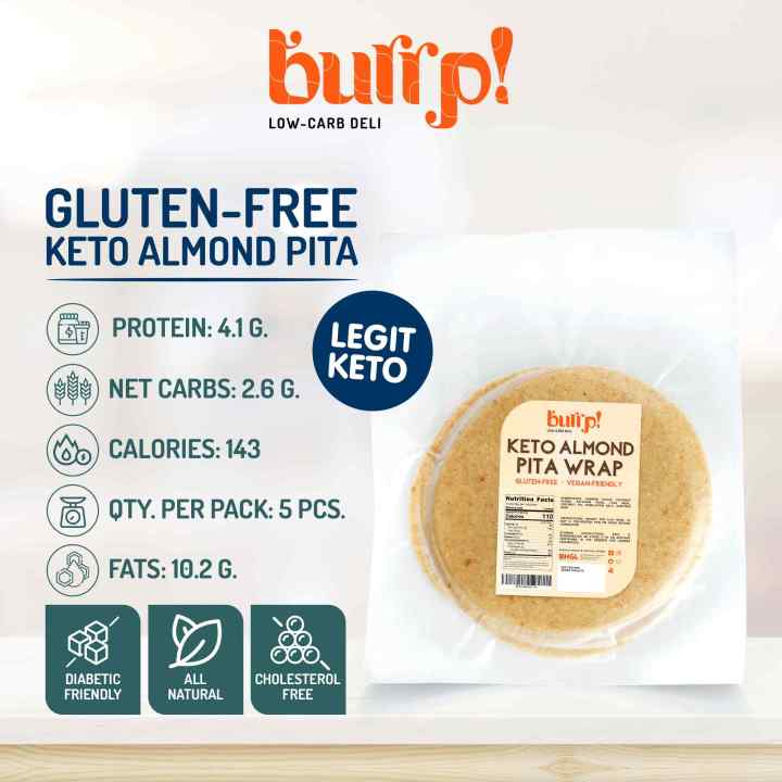 Burrp Keto Almond Pita Wrap 5pcs Per Pack Sugar Free Gluten Free Vegan