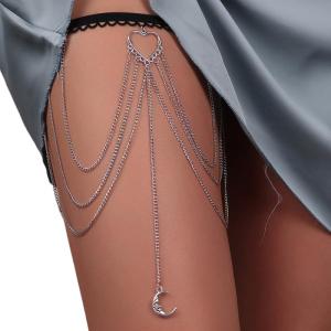 Girl Leg Chain Cute Moon Heart Shape Tassel Thigh Chains Bikini Body Chain Festival Rave Body Supplies for Women Girls