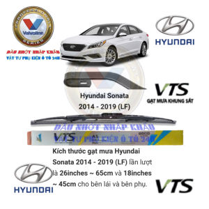 Gạt mưa Hyundai Sonata đời từ 2005 đến 2022. Gạt mưa cao cấp VTS-A5 gọng sắt. 1 đôi gạt mưa tặng 5 viên sủi rửa kính ô tô