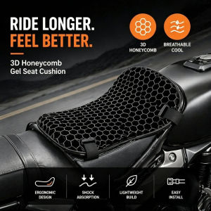 Motorcycle Seat Cushion Gel Honeycomb Air Shockproof Anti Slip Cooling Waterproof Sun Protect