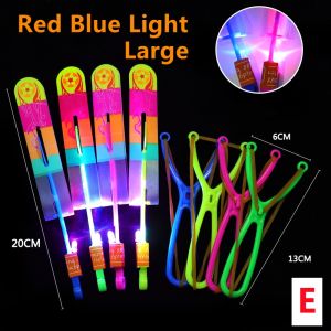 Flying Glow Light Toy Rocket Helicopter Light UP Toys 10/30/50Pcs Rubber Band Arrow Catapult Birthday Gifts Party Favor