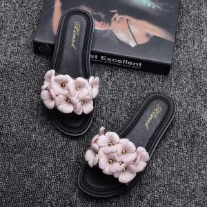 Free Shipping Chilean Summer Slippers For Women Suitable For Indoor And Outdoor Wear Flat-Soled Fashionable Trendy Waterproof Beach-Style With Floral Designs