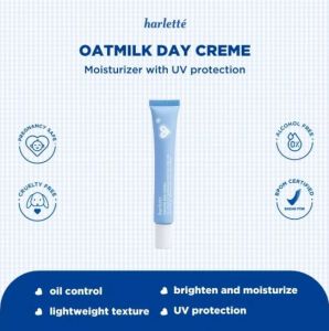 Lapak Gadis Harlette Oatmilk Day Creme | Sensitive Acne Prone Niacinamide Pelembab Wajah Moisturizer Vitamin B3 SPF 15 Sunscreen Mencerahkan