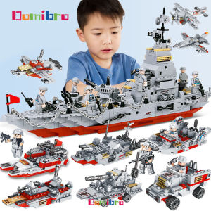Mainan Balok Susun Mainan Brick 1000Pcs Kapal Induk Military Warship Boat Airplane Car Set Mainan Anak Laki Laki