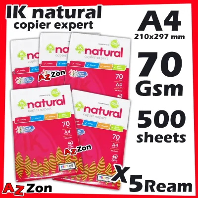 5-Ream IK Natural / Eco Copier Expert A4 Paper – Fast Copying Photostat Paper 210x297mm 70gsm (500 Sheets x 1 Ream)