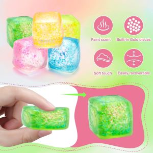 ZEEMIN 5/10 Pcs Stress Cube Squishy Stress Balls for Anxiety Stress Relief Slow Rising Sparkling Malt Sugar Squeeze Toy for Kids