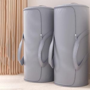 CUNXIN ความจุขนาดใหญ่ กระเป๋าเก็บผ้านวมทรงกระบอก แบบพับได้ ป้องกันฝุ่น กระเป๋าเก็บเสื้อผ้าและผ้านวม ถุงคัดแยก ป้องกันความชื้น กระเป๋าเดินทางที่เคลื่อนย้ายได้ สำหรับบ้าน