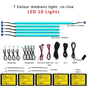 30in1 Universal Car Ambient Light RGB 128 Color Acrylic Strips Symphony Streamer Interior Dashboard Decoration Atmosphere Lamp