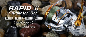 Seaknight RAPID II Spinning Reel Saltwater 10+1 Bearing 6.2:1 4.7:1 Anti-Corrosion Sea Fishing Reel Carp Fishing Pike 2000H 2500H 3000H 4000H 5000H 6000 Carbon Fiber Drag Max 15kg/33LB