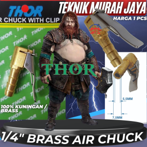 THOR Alat Isian Angin Ban Jepit Kuningan 1/4" Tire Chuck Clip Brass