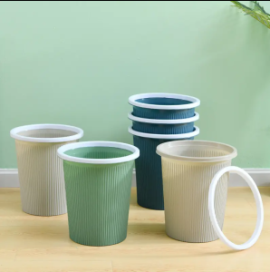 【Hania】High quality and durable Round Strip Trash Can With Pressure Ring For Household And Office trash can
