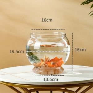 PRETTY Clear Transparent Round Fish Tank Plastic Portable Aquarium Bowl Good View Small Fish Bowl Living Room