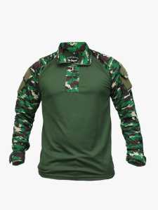 Kaos Tactical BDU Dry-Fit Motif Loreng Poliester Lengan Panjang - Pria Outdoor