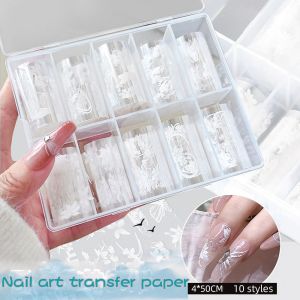 STARGOODS Butterfly Shape Nail Art Transfer Paper White Flower Shape Nail Foil Film DIY Nail Art Convenient Nail Stickers Manicure