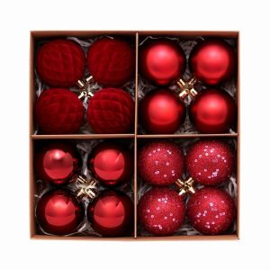 BAGUO Flocked Velvet Christmas Ornaments Set Electroplated Shiny 16 Pieces Xmas Tree Baubles New Year Ornaments Shatterproof Material Holiday Hanging Pendants Family Homes