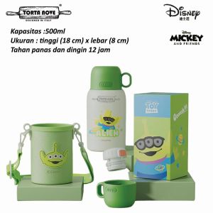 Botol minum Disney Sedot teguk 500 mg tali Tumbler Tahan panas dingin Original Thermos SS 316