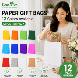 12 Pcs Paper Bag Plain Colorful Kraft Shopping Bags with Handles for Birthday Party Gift Wrapping Retail & Takeaway Use L3