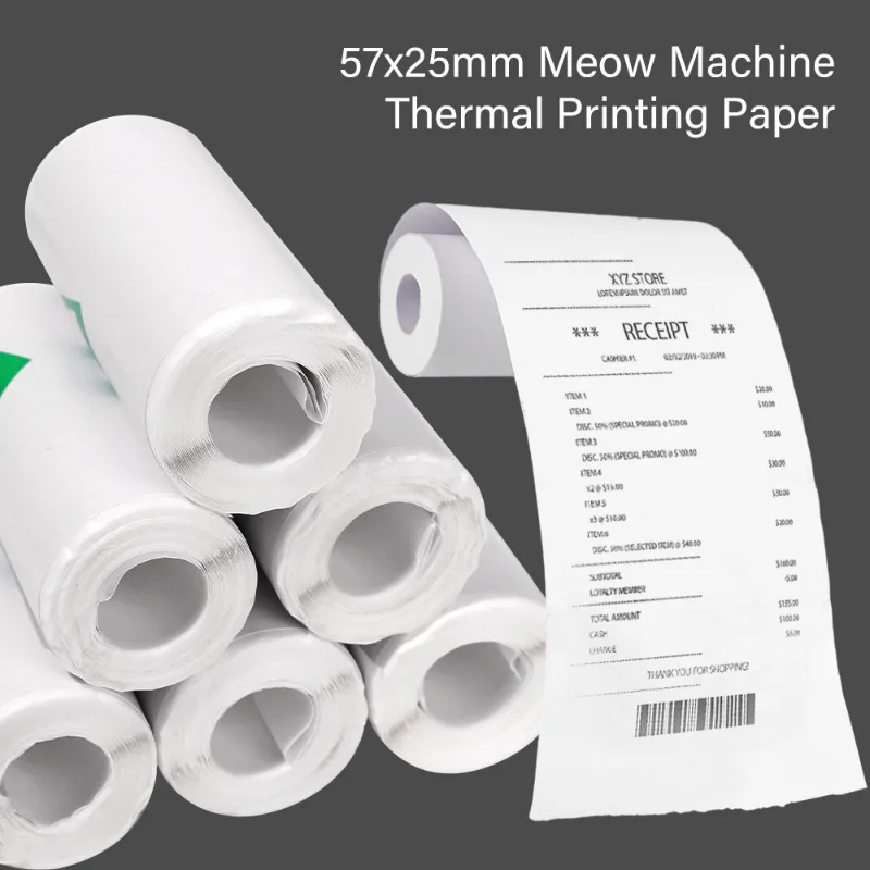 1/5Roll Meow Mini Label Printer Thermal Portable Printers Stickers Paper  Inkless Wireless Impresora Portátil 200dpi Android IOS 57*25mm 3/5m