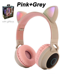 Wireless Headset Cat Ear LED Light Earphone Music Headphones Girl Daughter Bluetooth Headphone for Girls Support TF Card
